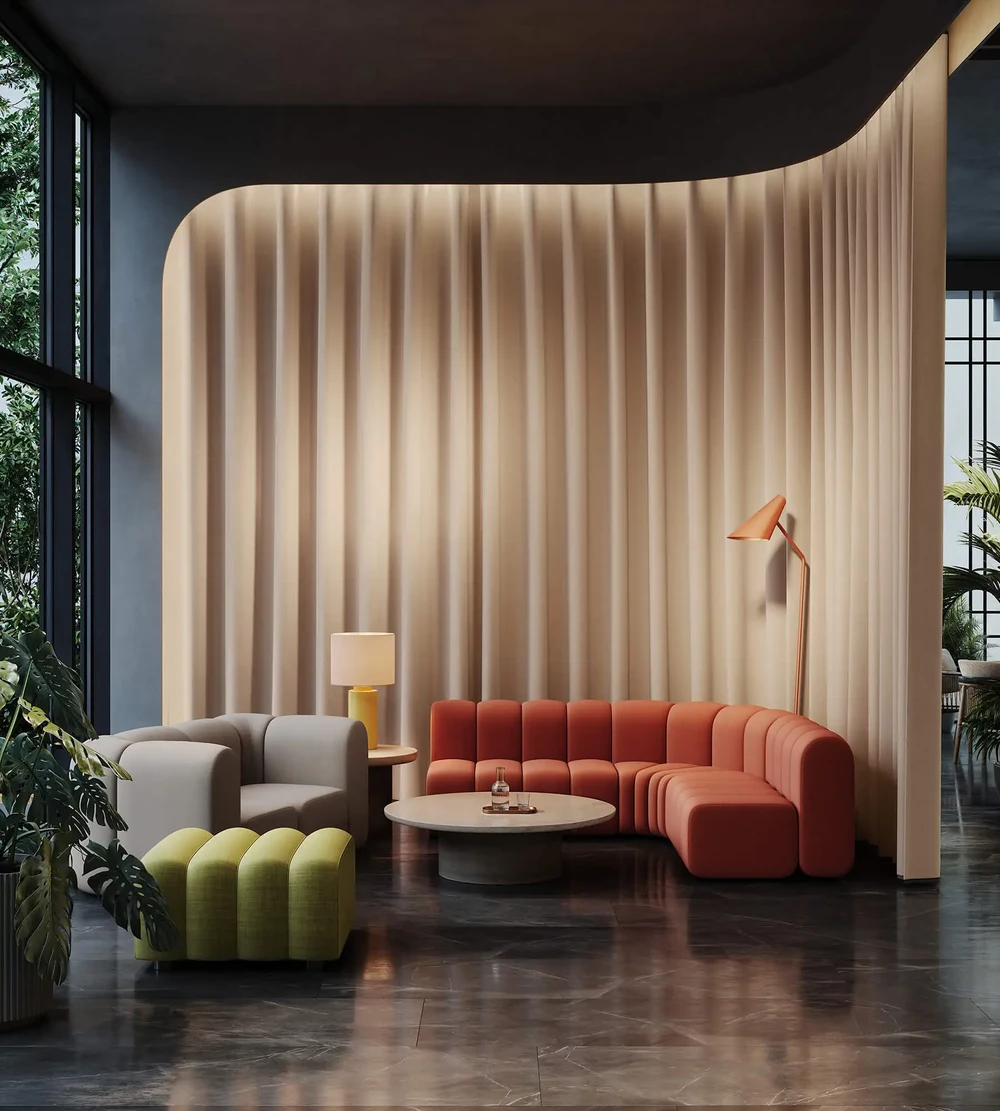 Acoustic Curtains - CGI Textile Solutions for Kvadrat — detail