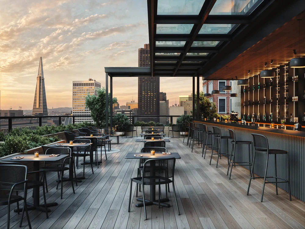 EMU: Outdoor Furniture Above Manhattan at Dusk — detail