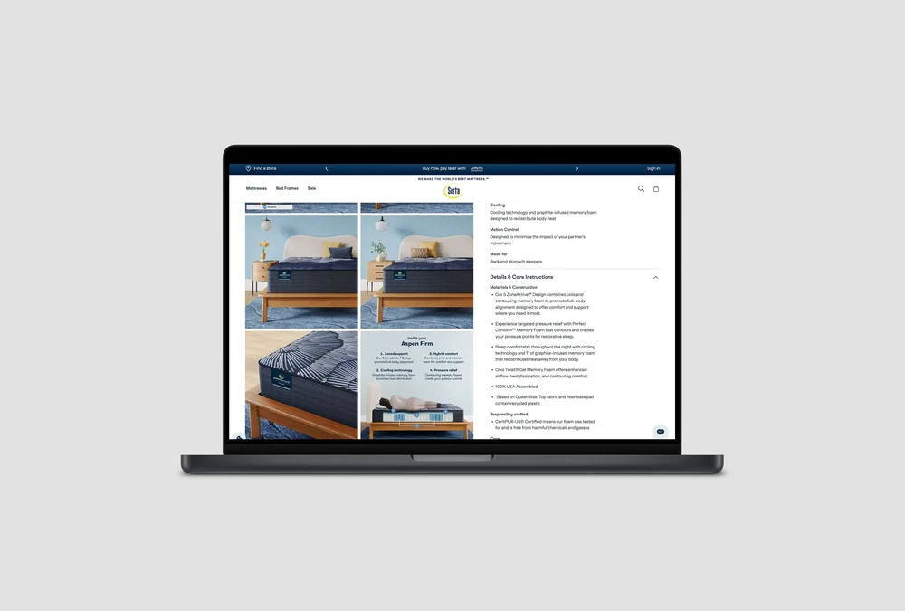 Serta Simmons: Mattress Renderings for the US Market — detail